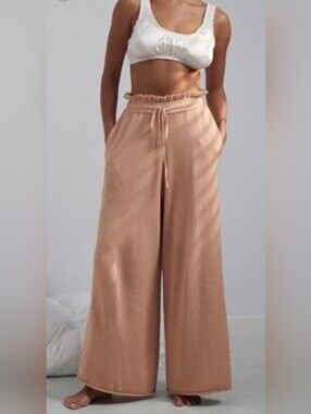 Lunya Wide Leg Drawstring Lounge Pants - Beige